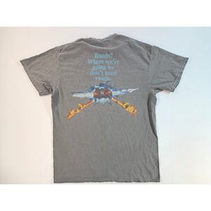 Back to the Future T Shirt Small Gray Acid Wash DeLorean Graphic Roads Quote Men